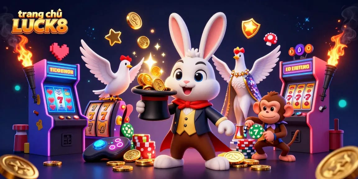 Experience thrilling online gaming at trang chủ LUCK8 with magical characters and vibrant casino elements.