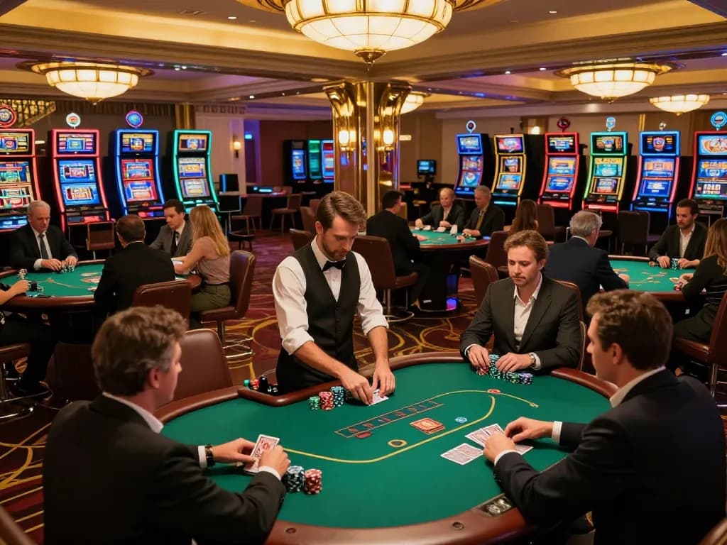 Players enjoying poker at God55 casino, highlighting an upscale gaming experience.
