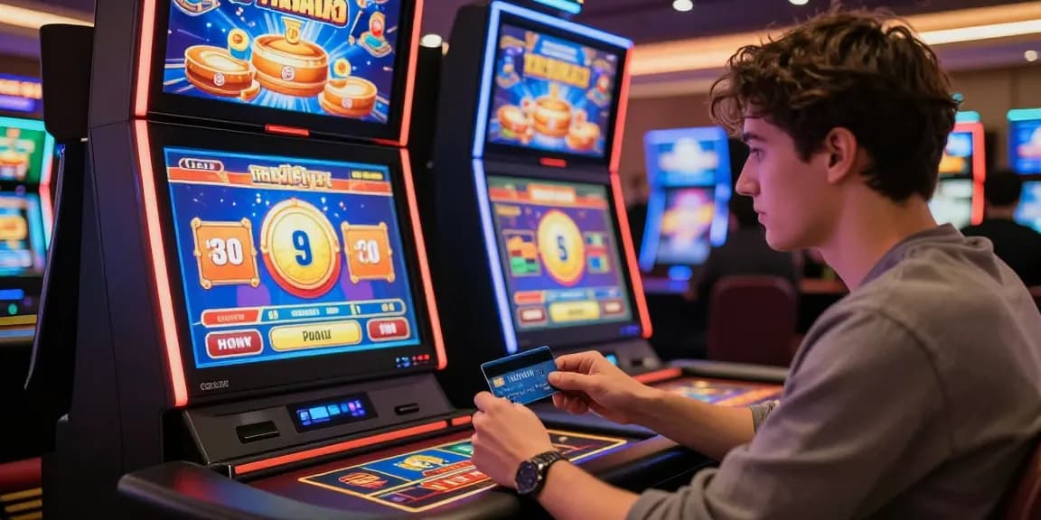 Exciting gaming scene at a credit card casino illustrating https://scoarch.org.uk list of credit card casinos with vibrant machines and player action.