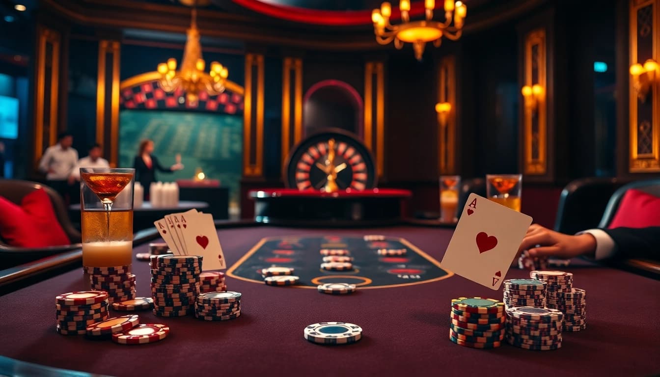 Experience the excitement of rr99 bet with vibrant poker chips and a winning hand at a luxurious casino table.