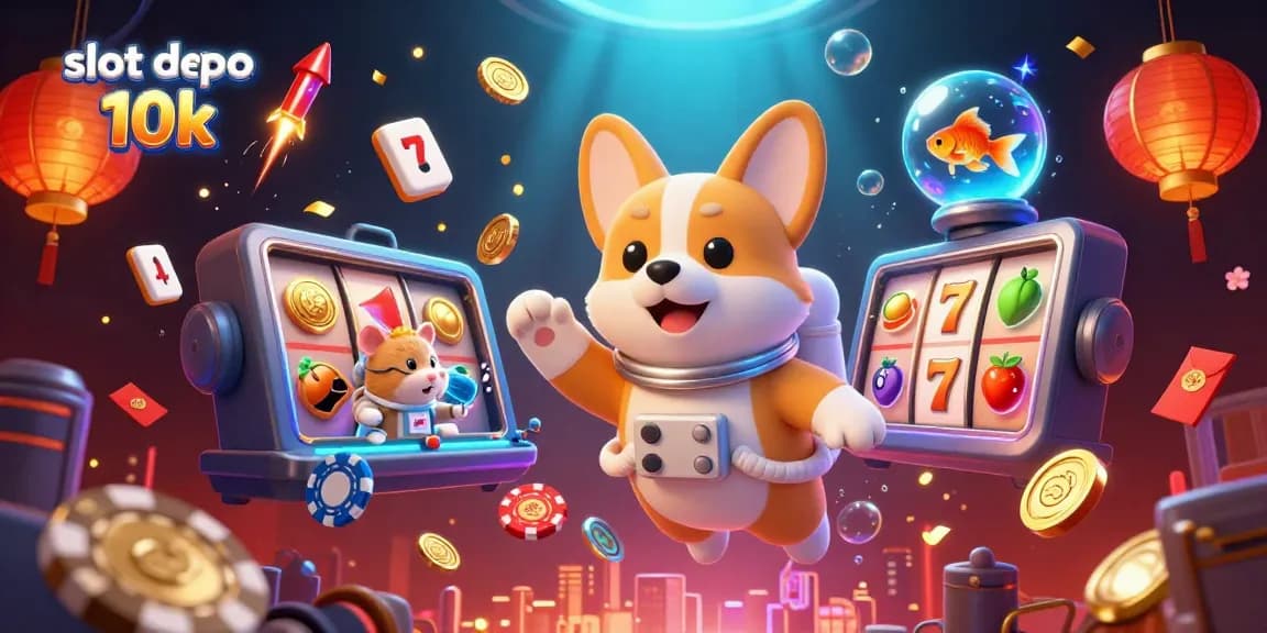 Experience thrilling action with slot depo 10k in a vibrant casino scene filled with floating treasures and jackpot excitement.