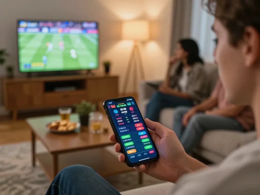 Engaging in uu88 bet live sports betting on smartphone in cozy home atmosphere