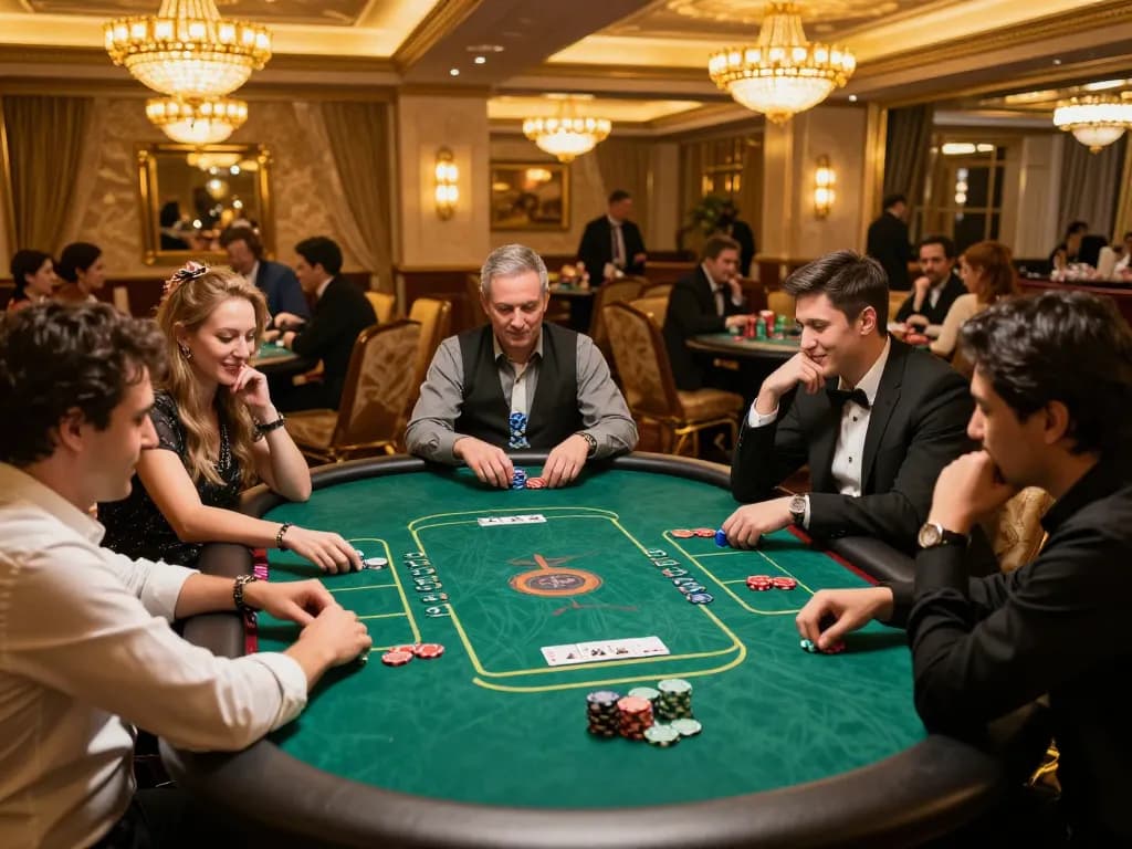 Players strategizing at a UU88 poker game table, capturing excitement and engagement.