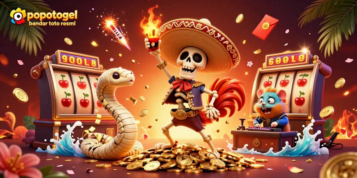 Experience the thrill of gaming with popotogel bandar toto resmi, featuring vibrant characters and exciting casino elements.