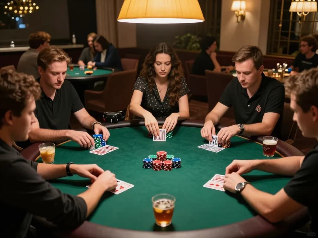 Nk88 win in thrilling poker action at a private game night, showcasing intense gameplay and strategy.