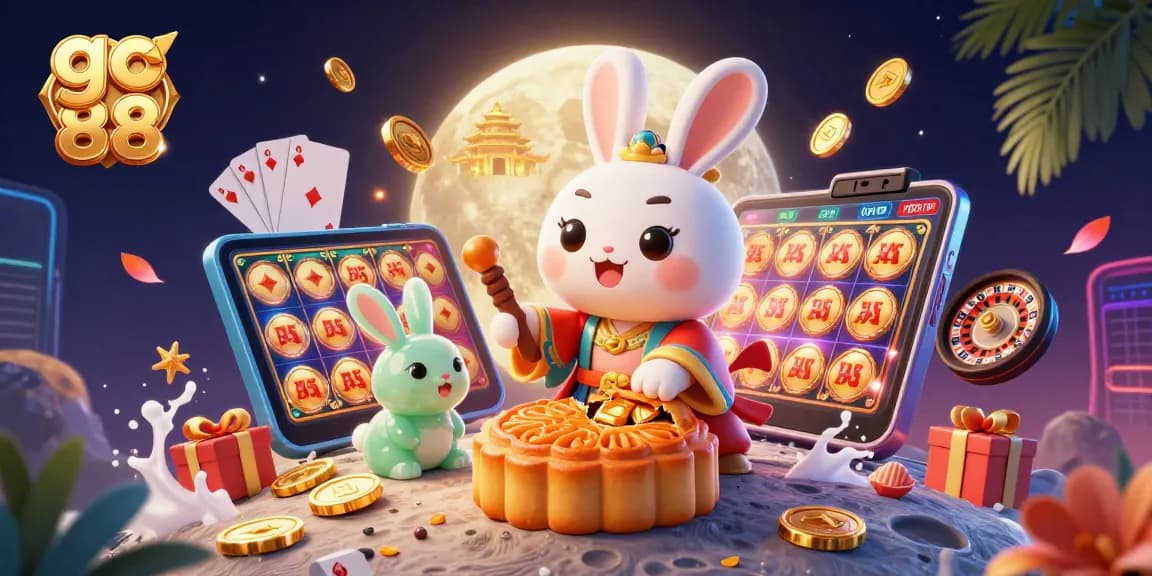 Experience go 88 with a lunar-themed casino scene featuring a moon rabbit and vibrant gaming elements.