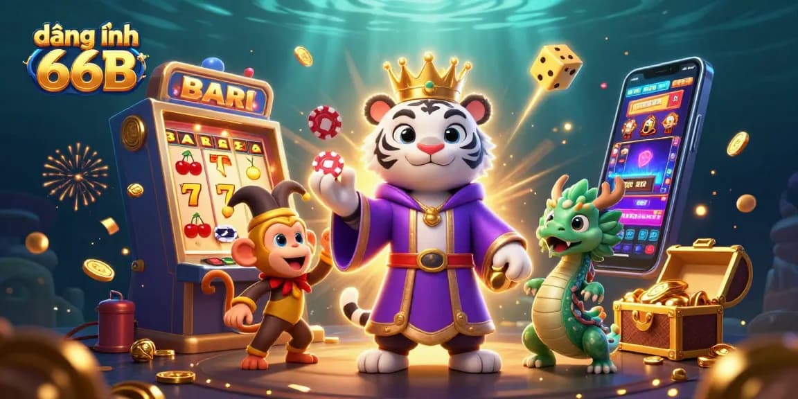 Engage in thrilling gameplay with đăng nhập 66B featuring vibrant characters and exciting casino elements.