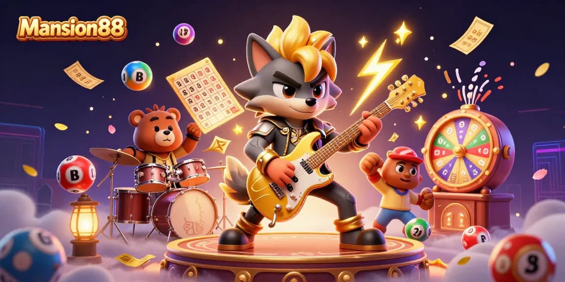Mansion88 creates an exciting casino atmosphere with a vibrant 3D rock star scene featuring games and prizes.