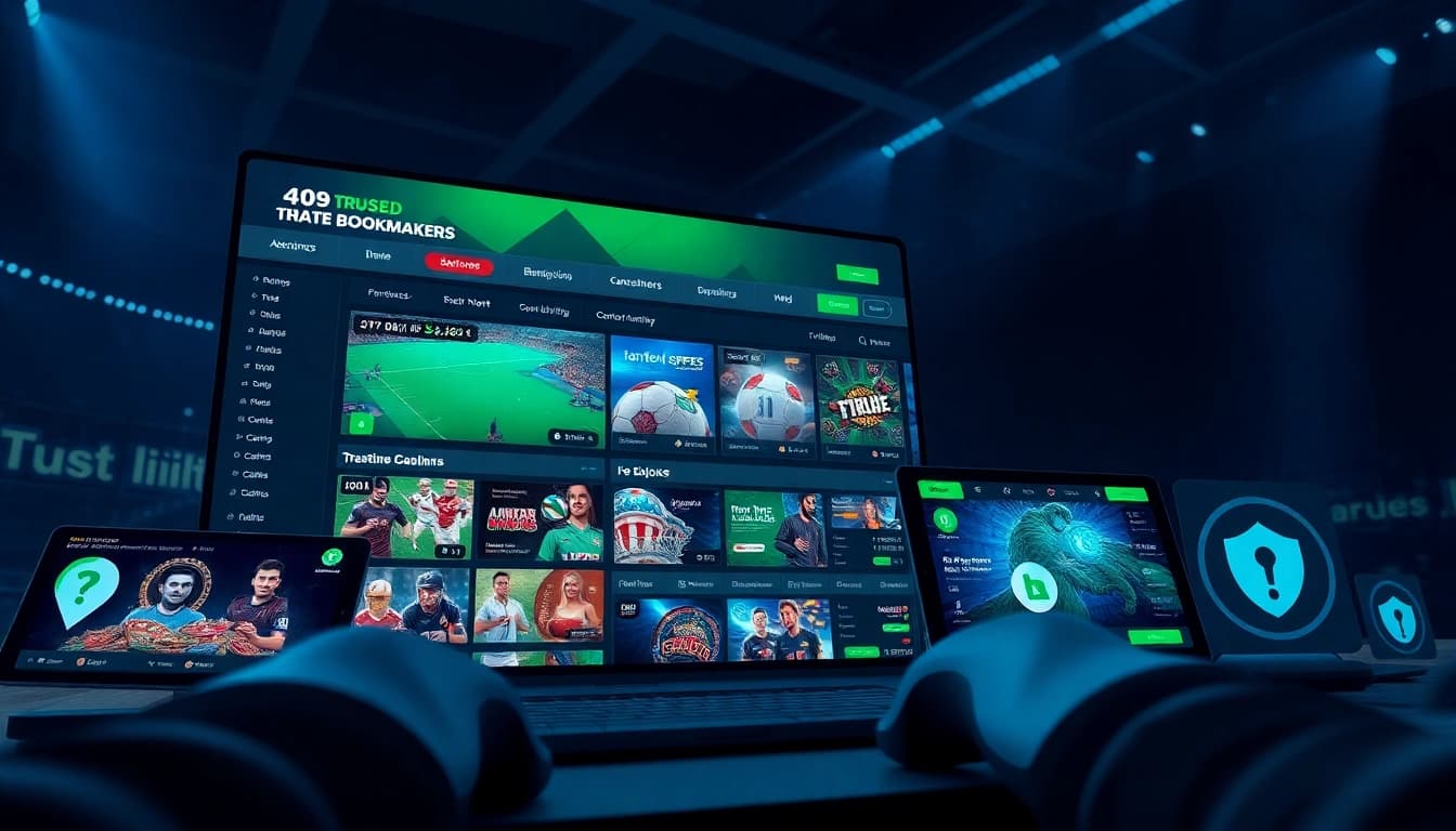 Visual representation of nhacaiuytin.us.com showcasing trusted online betting interfaces with vibrant graphics and security icons.