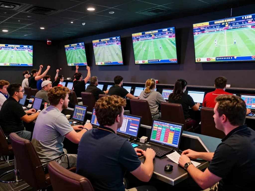 Betting excitement at a sportsbook where fans engage in VB88 betting action