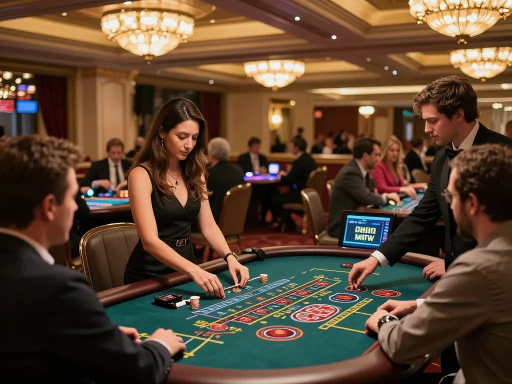 Players engaging in thrilling live dealer games at LC88 casino with vibrant atmosphere