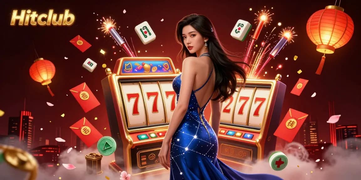 Spin the reels at Hitclub, where vibrant slots and golden symbols create a captivating casino atmosphere.