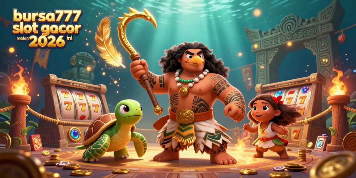 Spin to win at bursa777 slot gacor malam ini 2026 with vibrant slot reels, golden hooks, and energetic characters.