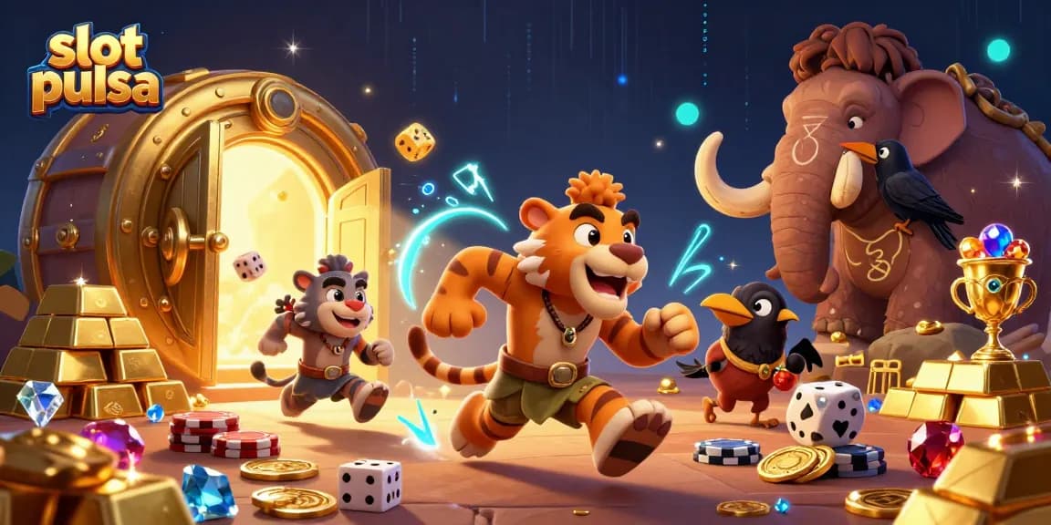 Permainan slot pulsa yang menarik, menampilkan petualangan di kasino prasejarah.