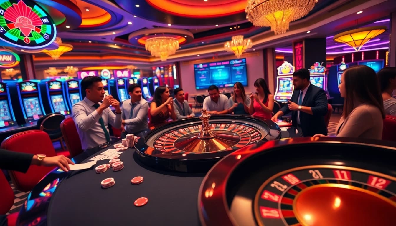 Experience the thrill of Situs Judi Bola Piala Dunia 2029 at this dynamic, vibrant casino scene.