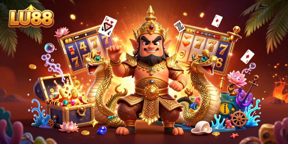 Engage with LU88's vibrant slot gaming experience featuring rich characters and casino elements.
