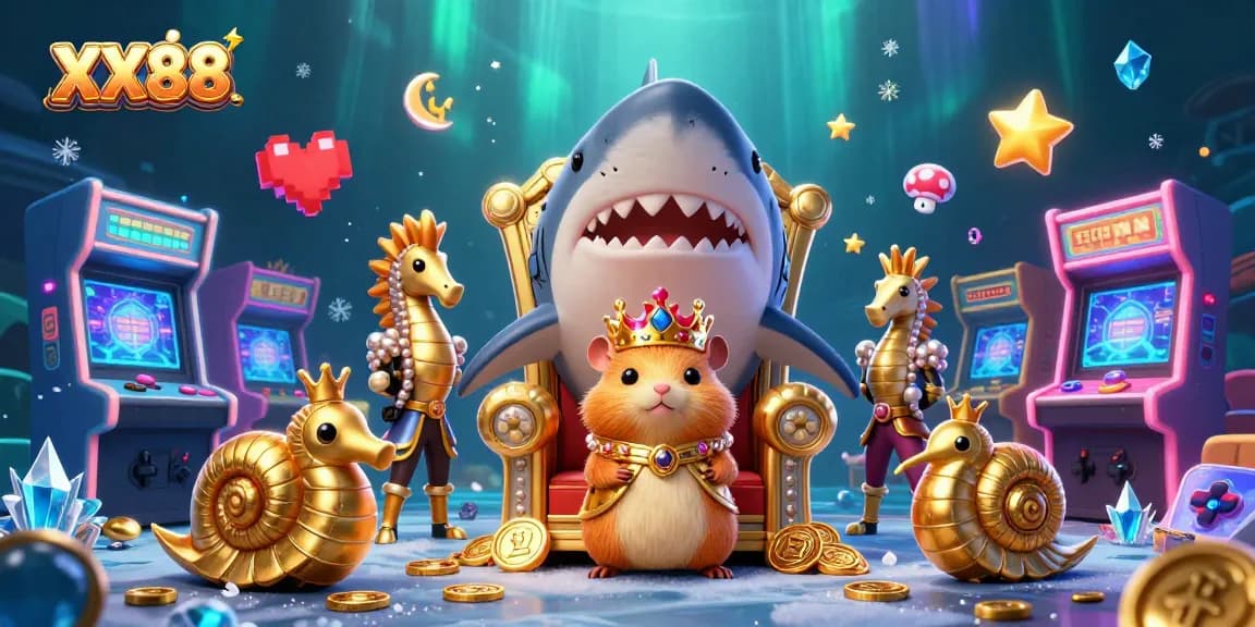 Experience the thrill with XX88 as the golden hamster king leads an underwater gaming adventure.