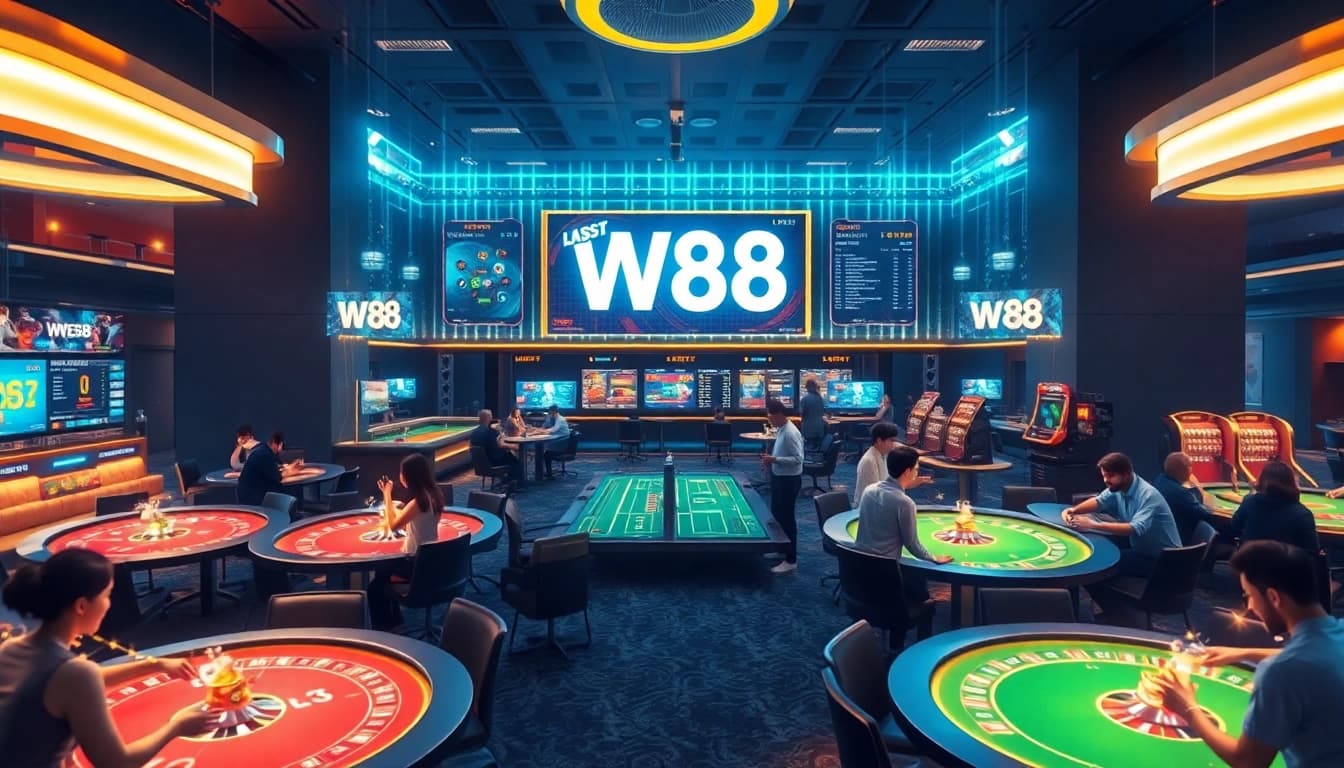 Exciting casino scene at ww88.de.com featuring vibrant gaming tables and engaging players.