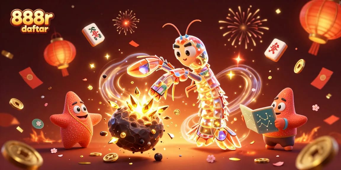 Experience the excitement of 888r daftar with vibrant samurai shrimp and gold treasures!