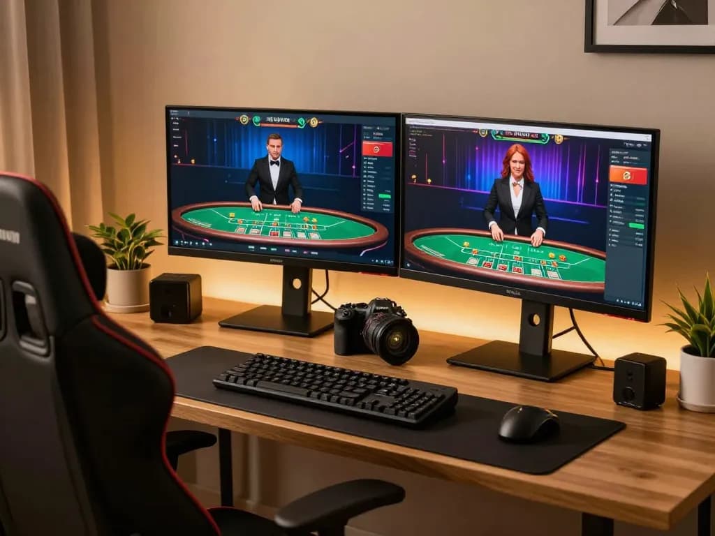Engaging gameplay on jagoan86's live dealer blackjack with high-quality gaming setup
