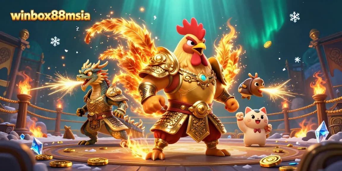 Experience thrilling wins with winbox88msia in an action-packed casino featuring vibrant characters and dynamic game elements.