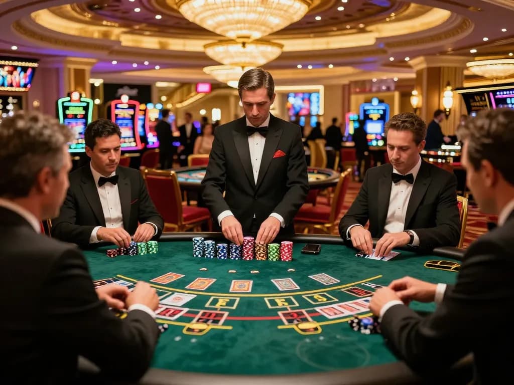 Engage with link vào shbet at an upscale casino Baccarat table, showcasing active gameplay.