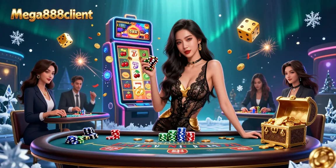 Experience high-stakes gaming with mega888client's vibrant casino scene showcasing excitement and rich visuals.