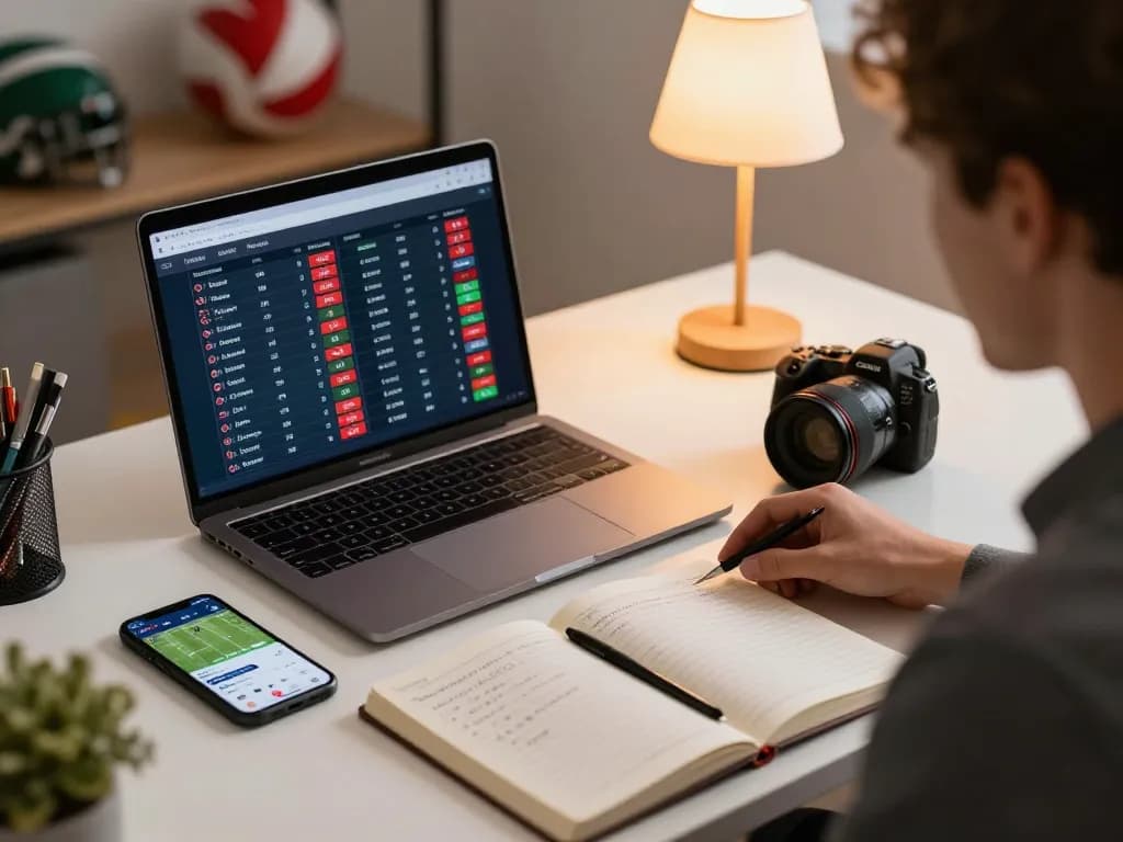 Engaging scene showcasing fabet's dynamic online sports betting setup, highlighting strategy notes and live odds.