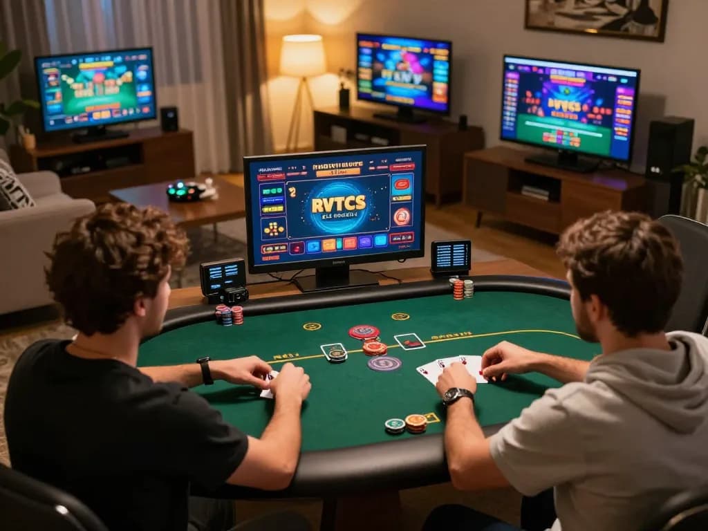 Engage with rr88c online gaming experience, showcasing vibrant poker game interface and enthusiastic players.