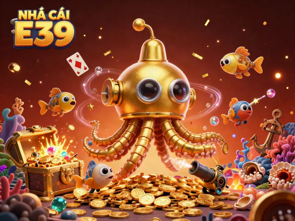 Engage with NHÀ CÁI E39 in a vibrant casino scene showcasing exciting underwater treasures and thrilling games.