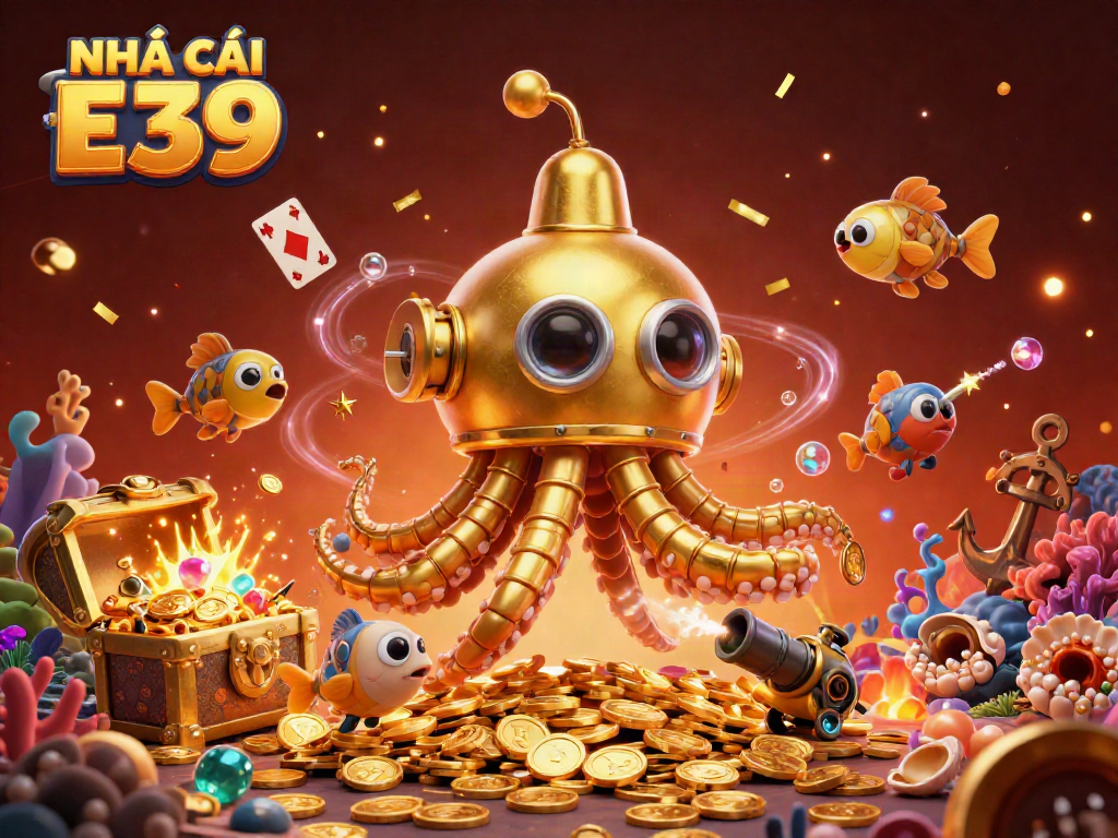 Engage with NHÀ CÁI E39 in a vibrant casino scene showcasing exciting underwater treasures and thrilling games.