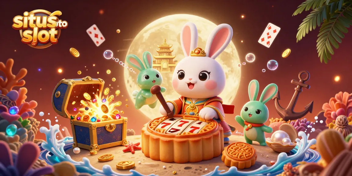 Engage with situs toto slot in a vibrant 3D casino scene featuring lucky symbols and characters.