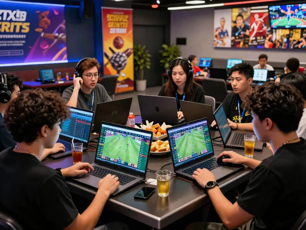 Engaged players at their computers using https://xx88.day/ for online sports betting.