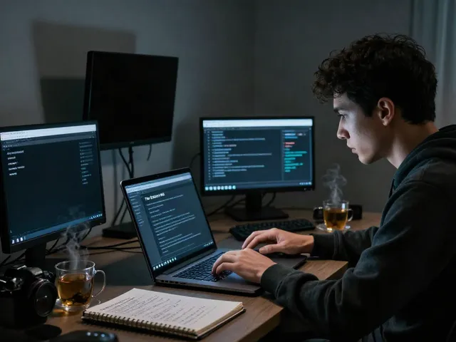 User exploring hidden wiki dark web links on a laptop in a dimly lit room.