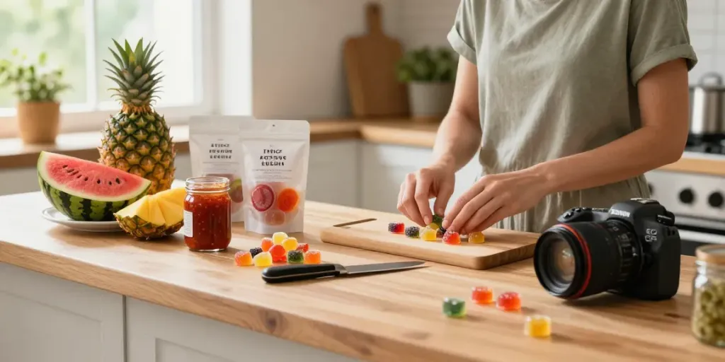Crafting and tasting activist edibles in a bright kitchen setting.