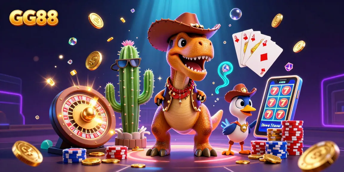 Experience GG88's thrilling online casino world through vibrant 3D characters and dynamic game elements.