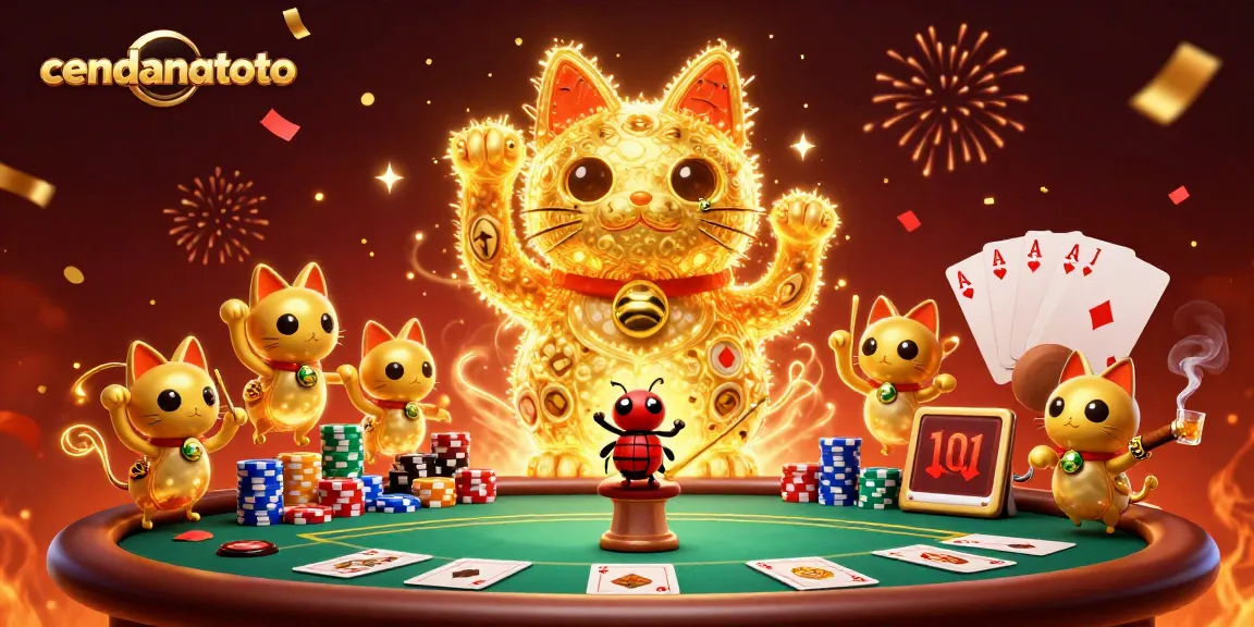 Cendanatoto showcases a lucky cat and casino symbols in a vibrant 3D illustration, perfecting your winning experience.