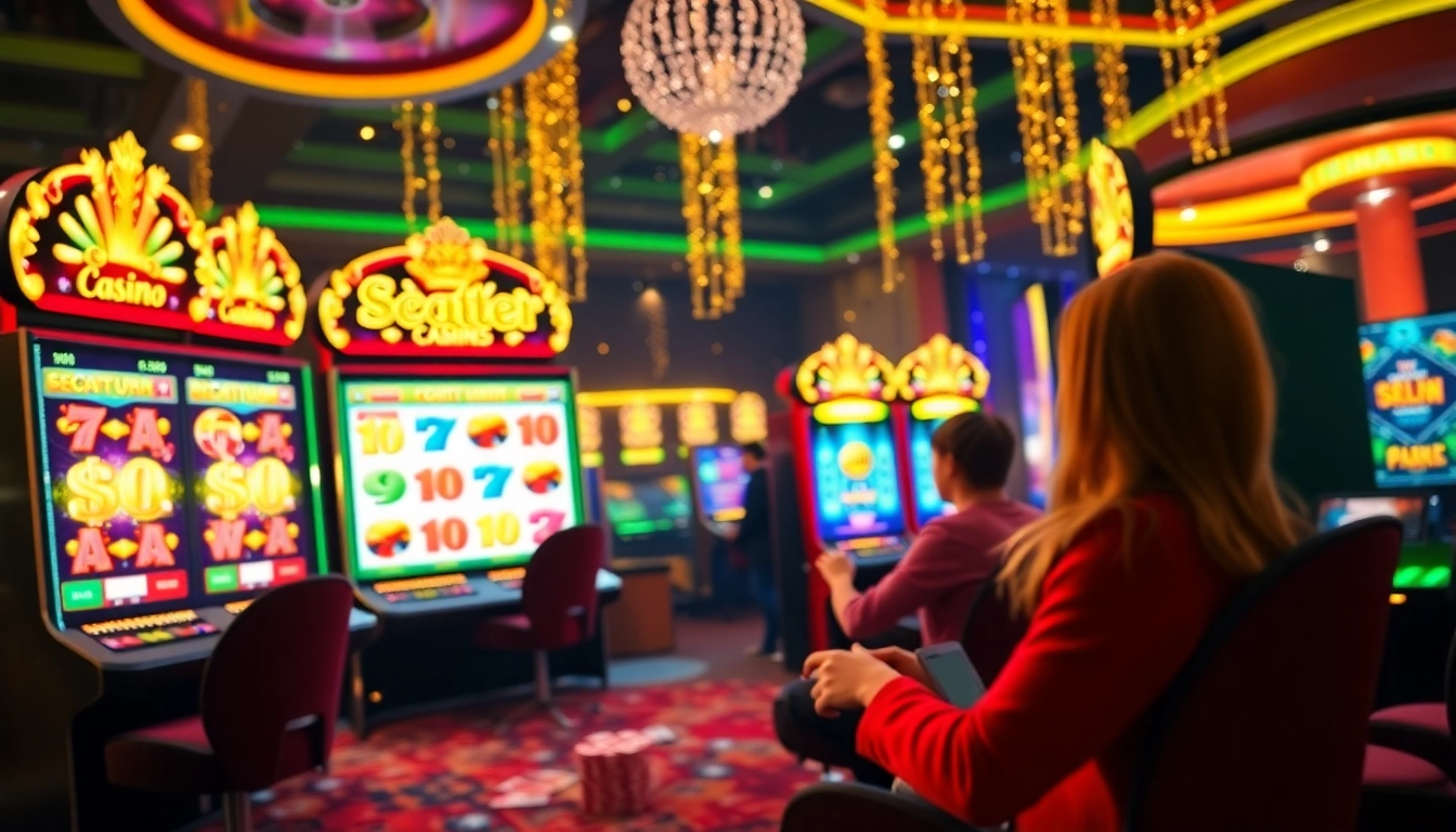 Engaging gameplay on NEKATWIN platform showcasing vibrant scatter symbols and lively casino atmosphere.