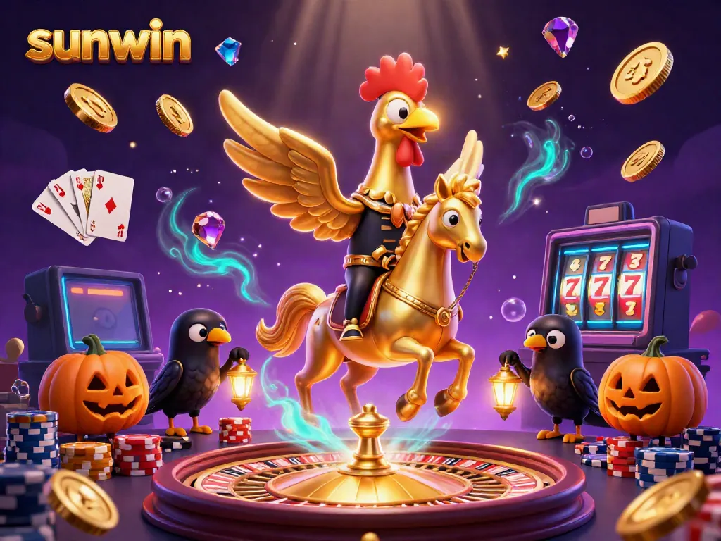 Experience thrilling wins at Sunwin with captivating casino scenes filled with coins and flashy games.