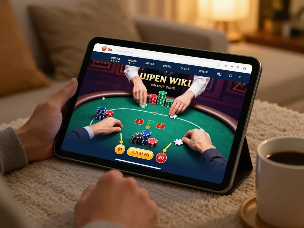 Engaging poker gameplay on vipwin app, highlighting user interaction and vibrant game interface in a cozy home setting.