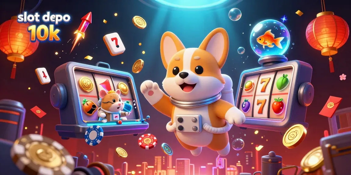 Experience thrilling action with slot depo 10k in a vibrant casino scene filled with floating treasures and jackpot excitement.