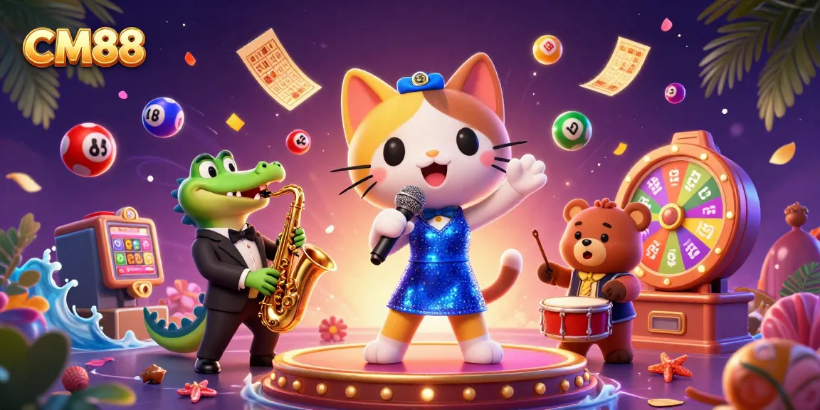 CM88 promotes excitement with characters and dynamic elements at a vibrant casino scene
