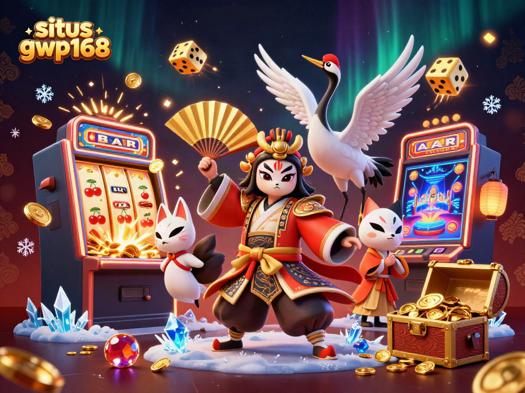 Menangkan jackpot di situs gwp168 dengan karakter kabuki dan elemen permainan kasino yang memukau.