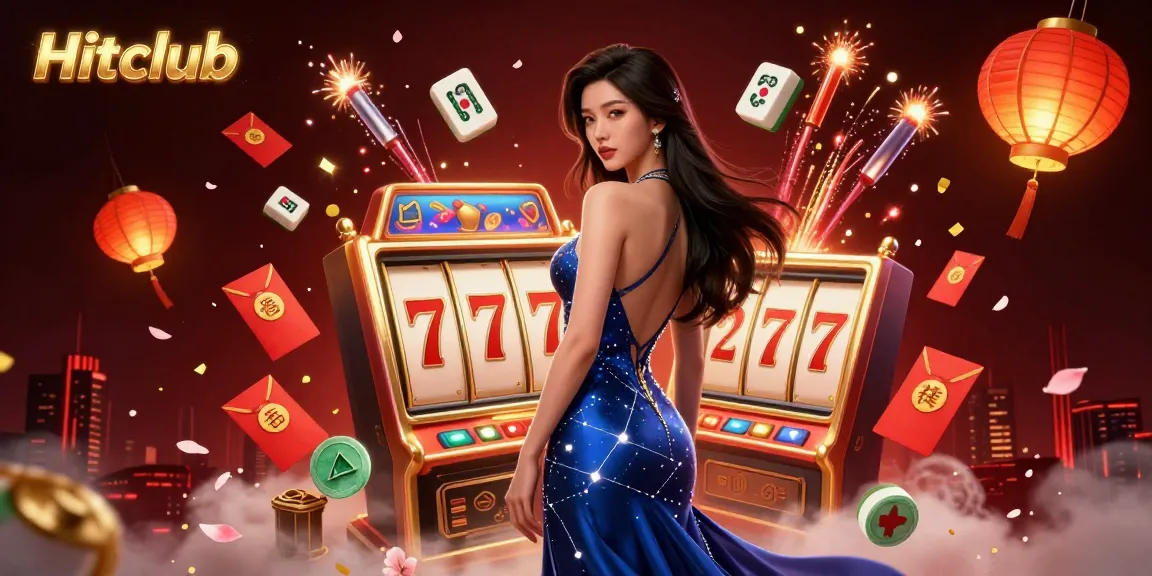 Spin the reels at Hitclub, where vibrant slots and golden symbols create a captivating casino atmosphere.