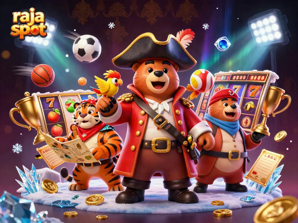 Raja slot menang dengan simbol buah dan jackpot memukau dalam ilustrasi kasino.