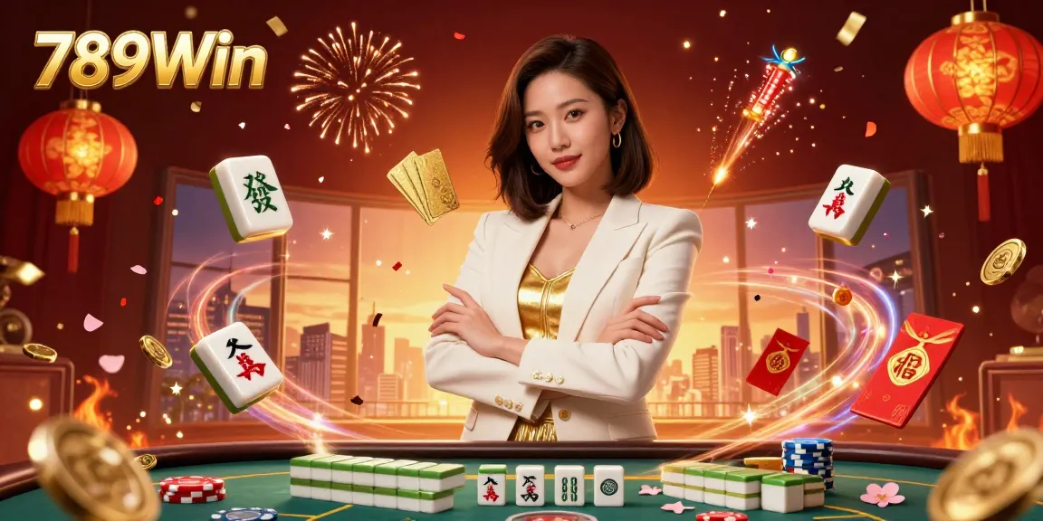 Experience the thrilling atmosphere of 789Win with vibrant casino elements and dynamic celebration.