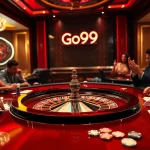 A vibrant casino scene emphasizing excitement at https://go999.de.com with players enjoying roulette and poker games.