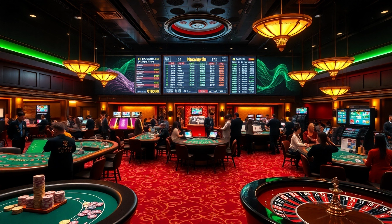 Experience the excitement of casino gaming with Nhacaiuytin as poker chips and roulette wheels set the scene.