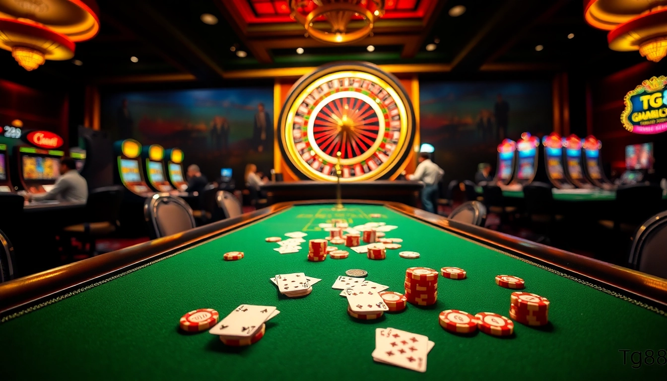 Experience thrilling gameplay at TG88 casino with vibrant tables and exciting slot machines.