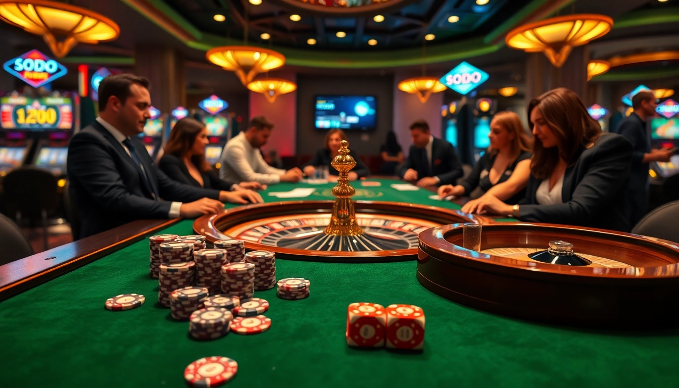 SODO66 casino players experiencing thrilling moments at a stylish poker table.